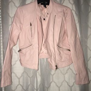 pink leather jacket